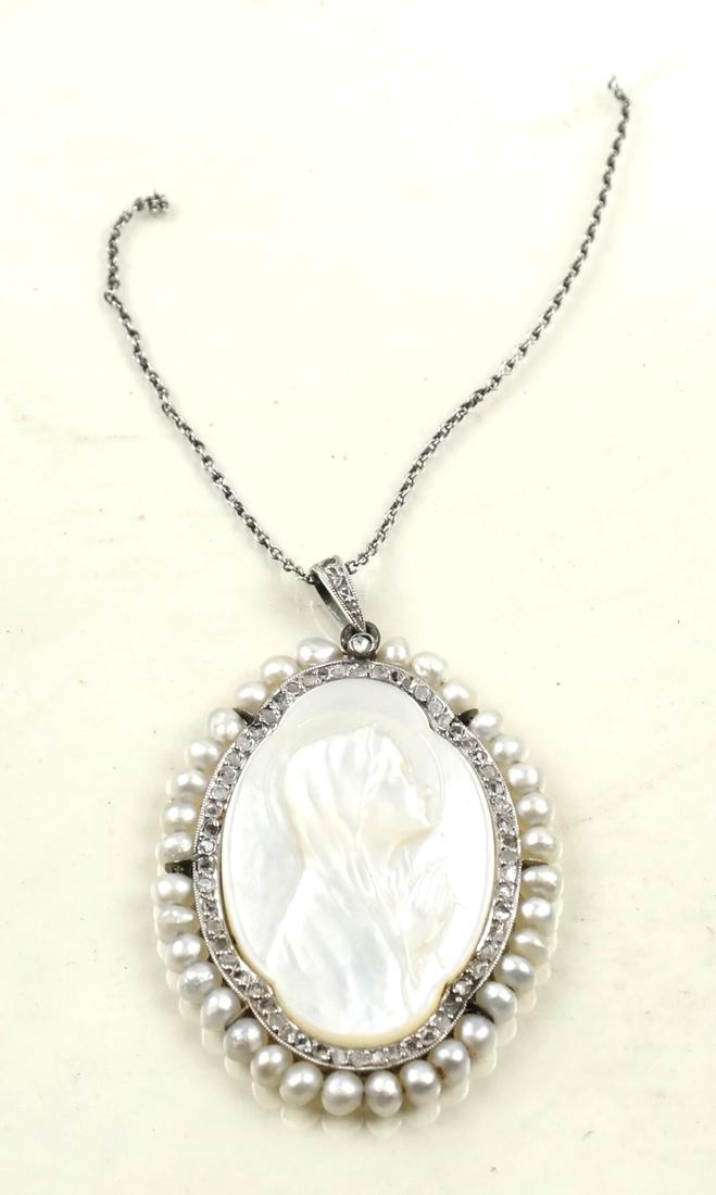Madonna Mother-Of-Pearl 14K White Gold Pendant (1 of 3)