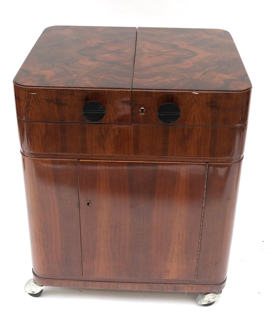 Art Deco Exotic Wood Rolling Bar Cart (1 of 9)