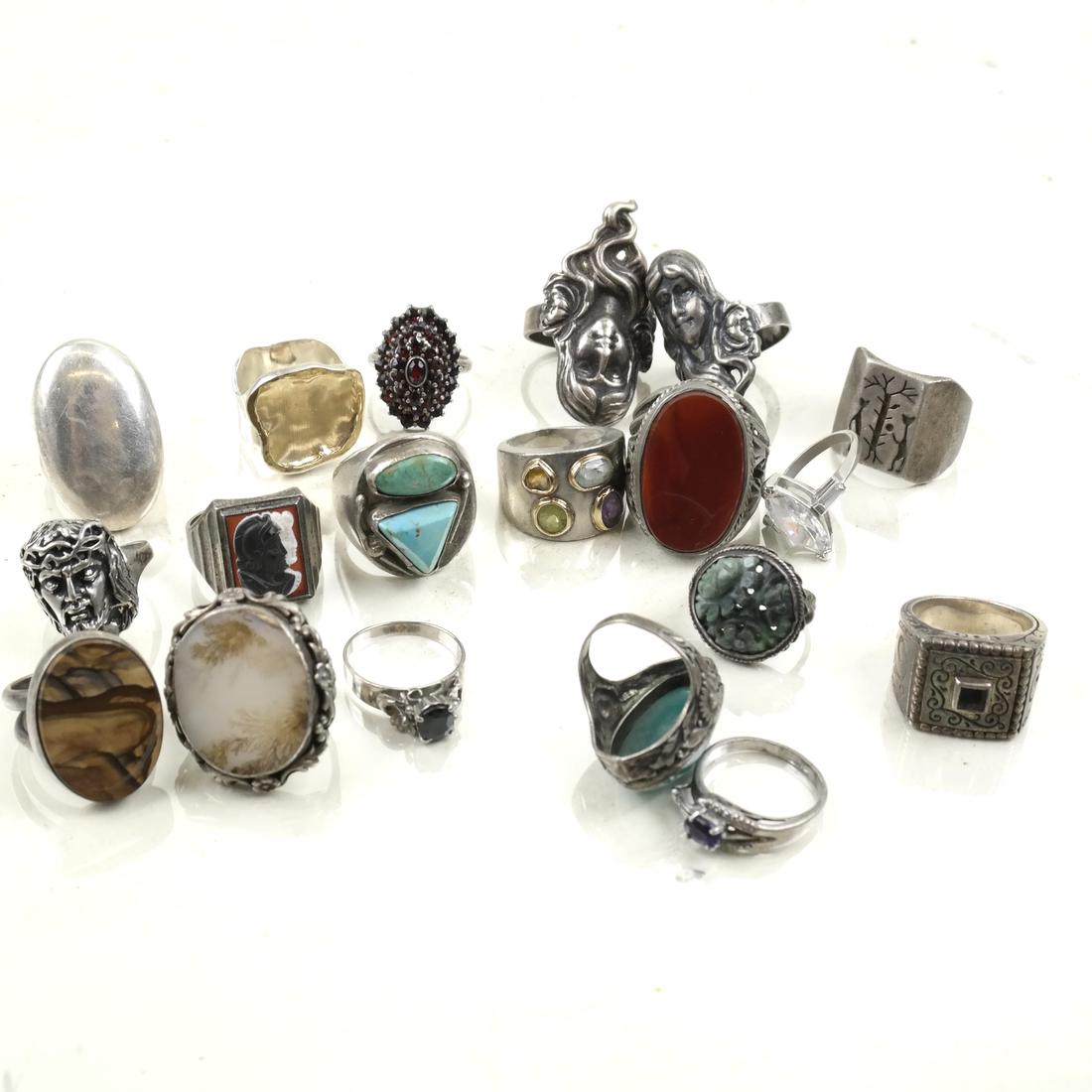19 Vintage Silver Rings (1 of 1)
