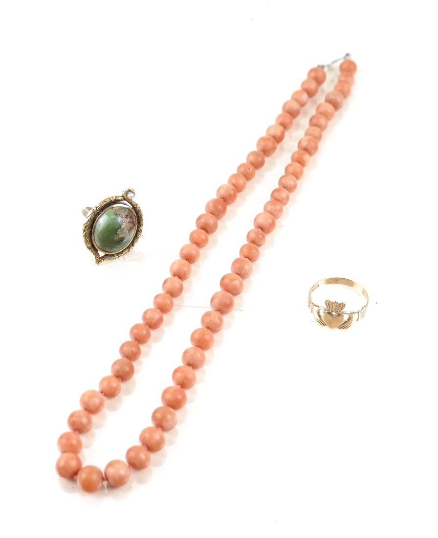 9k Claddagh Ring Together With Another; Necklace (1 of 4)