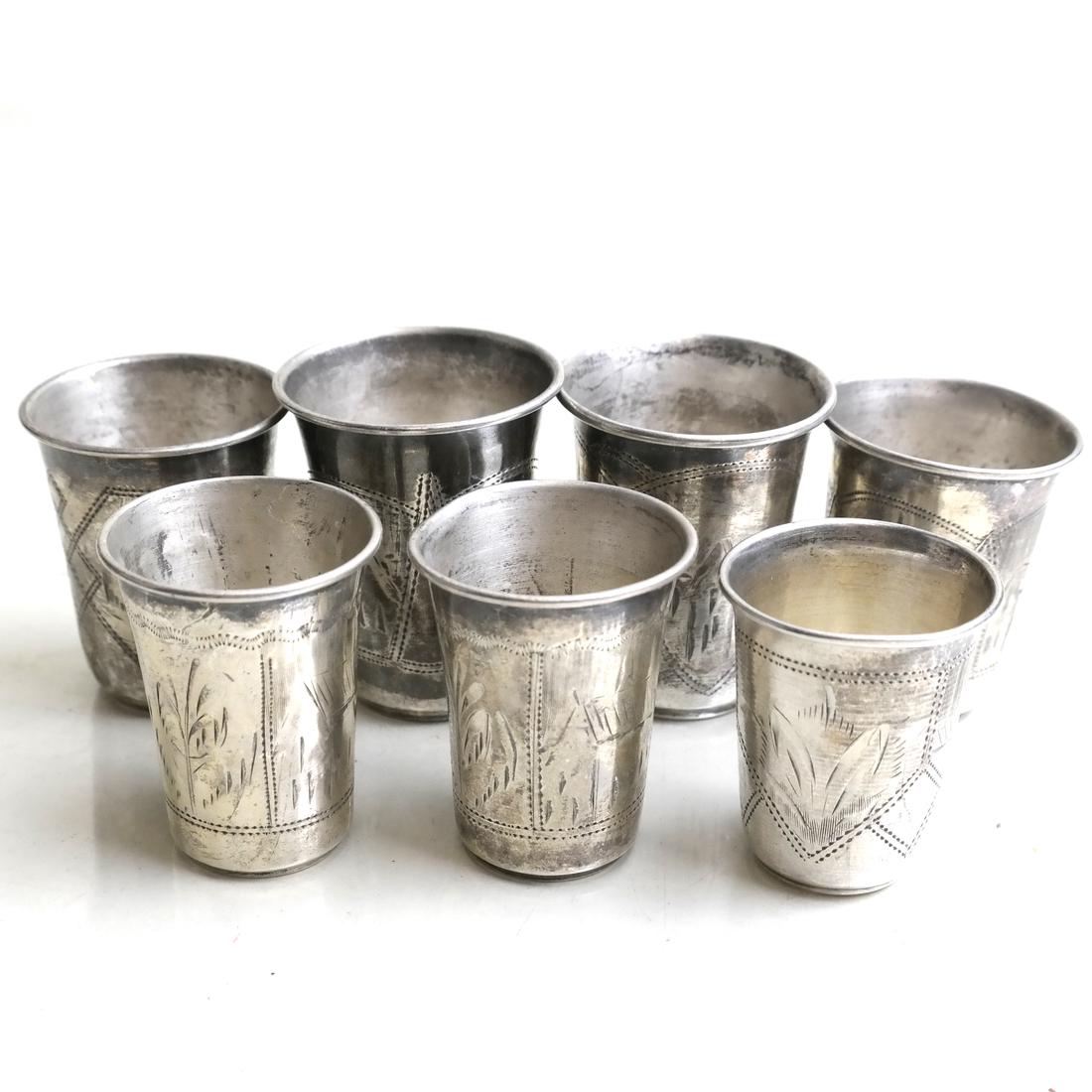7 Russian Sterling Silver Shot Cups (1 of 7)
