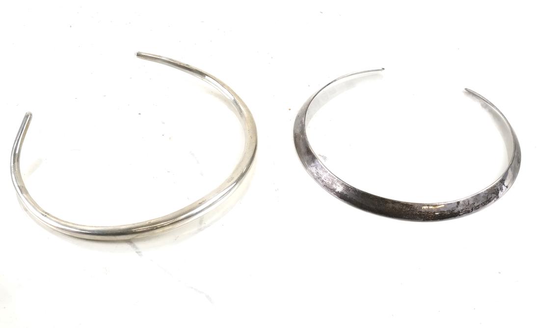 Two Sterling Silver Chokers: Two sterling silver chokers with Neiman Marcus bag.