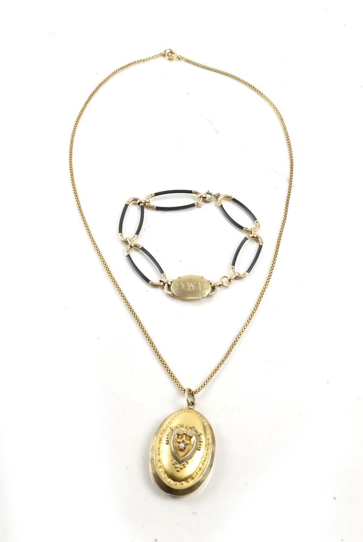 French 18k Victorian Bracelet; Gold-Filled Locket (1 of 8)