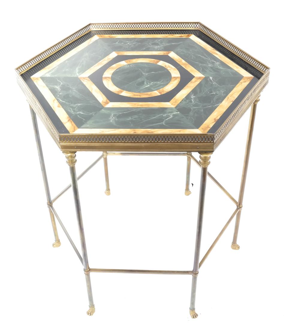 Hexagonal Faux Marble Table (1 of 4)