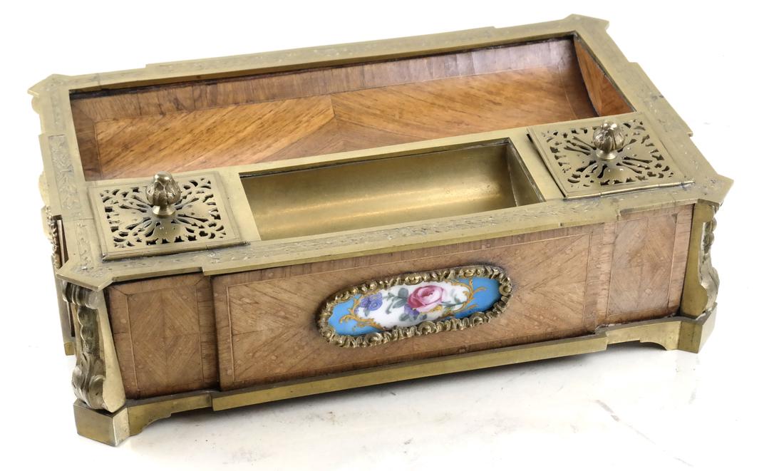 19th Century French Sevres & Satinwood Inkwell (1 of 6)