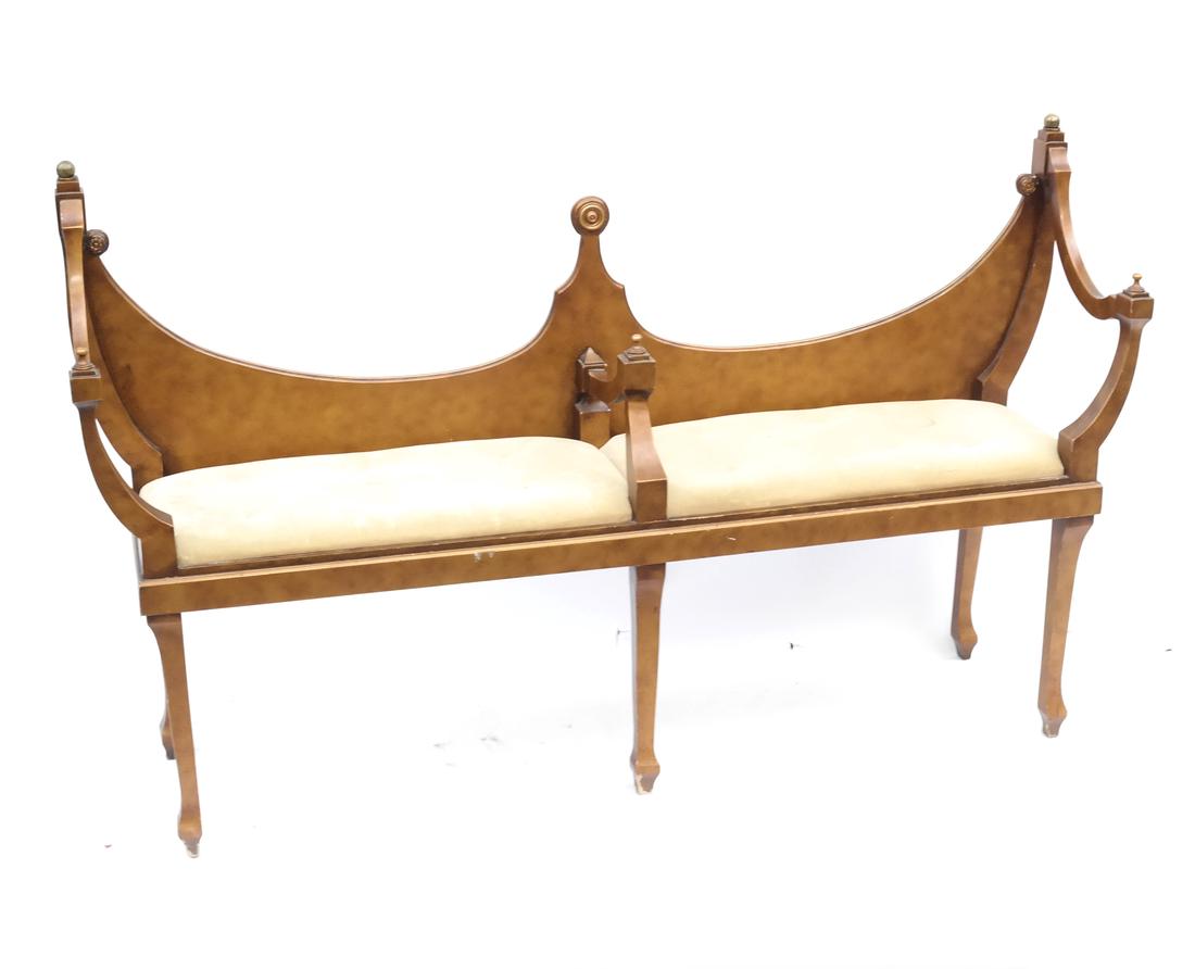 Fruitwood Decorated Two-Seat Window Bench (1 of 8)