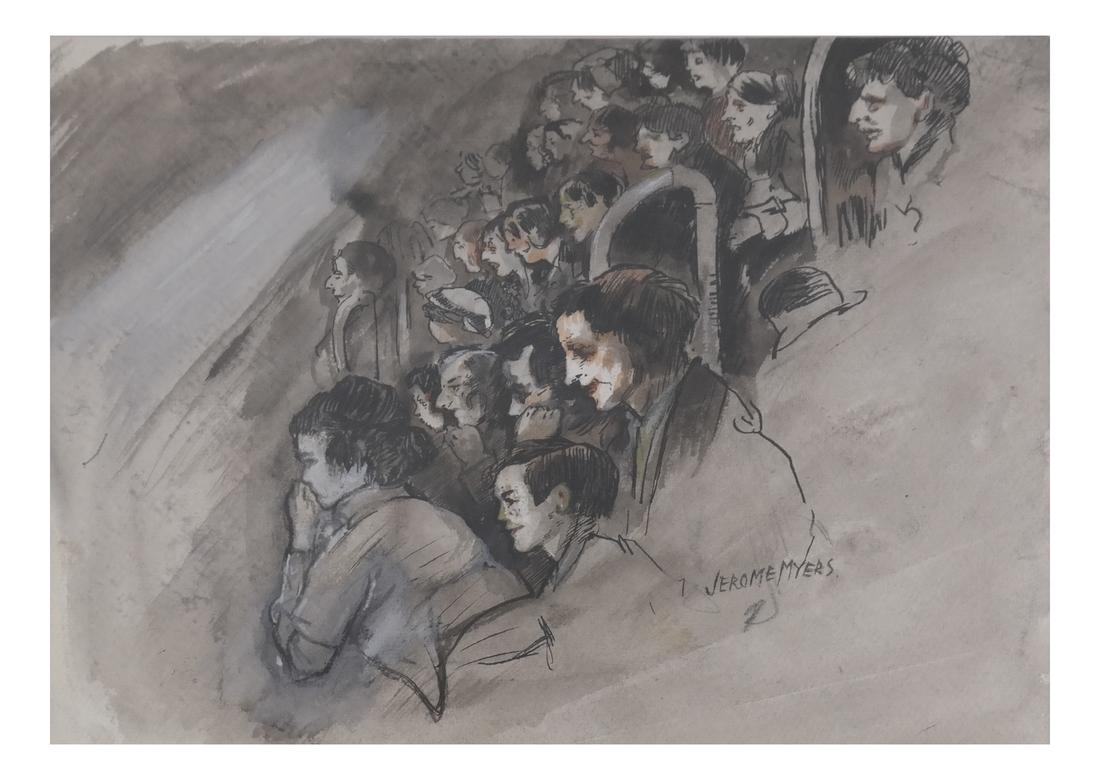 Jerome Myers, Theater Crowd - Gouache (1 of 5)