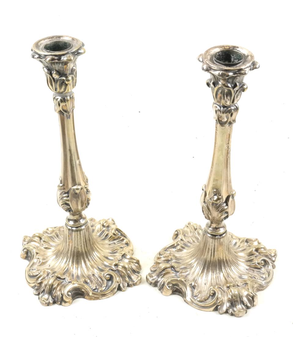 Pair of Silver-Plate Repousse Candlesticks (1 of 4)
