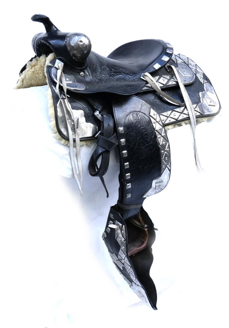 Black Leather Diamond Studded Parade Saddle (1 of 9)