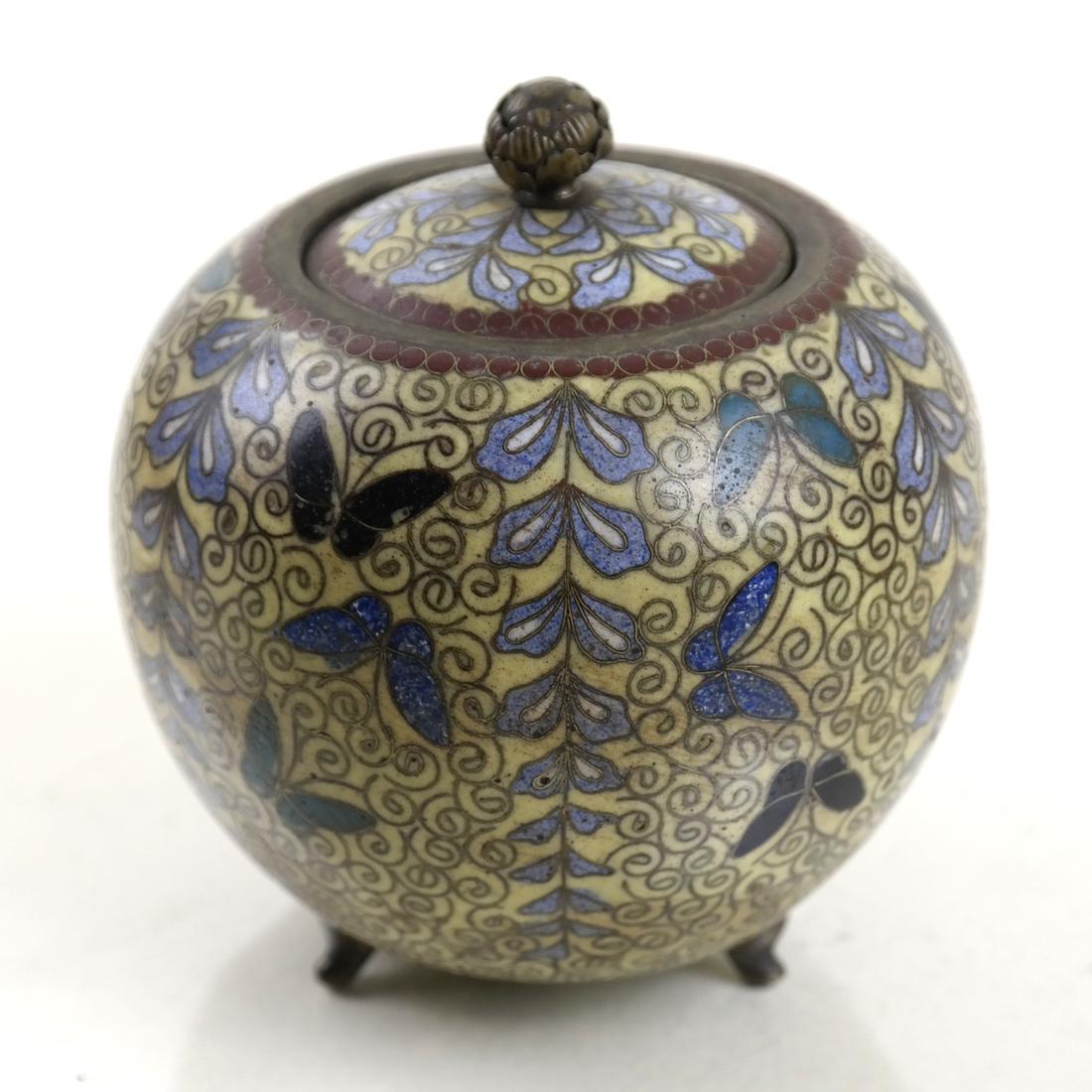 Japanese Cloisonne Enamel Footed Ginger Jar (1 of 4)
