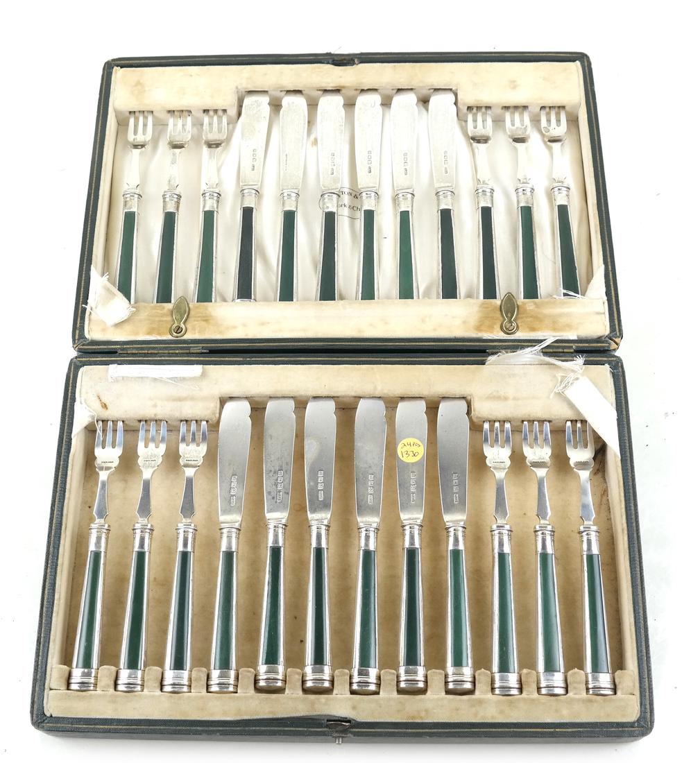 24 English Silver and Enameled Flatware Service (1 of 5)
