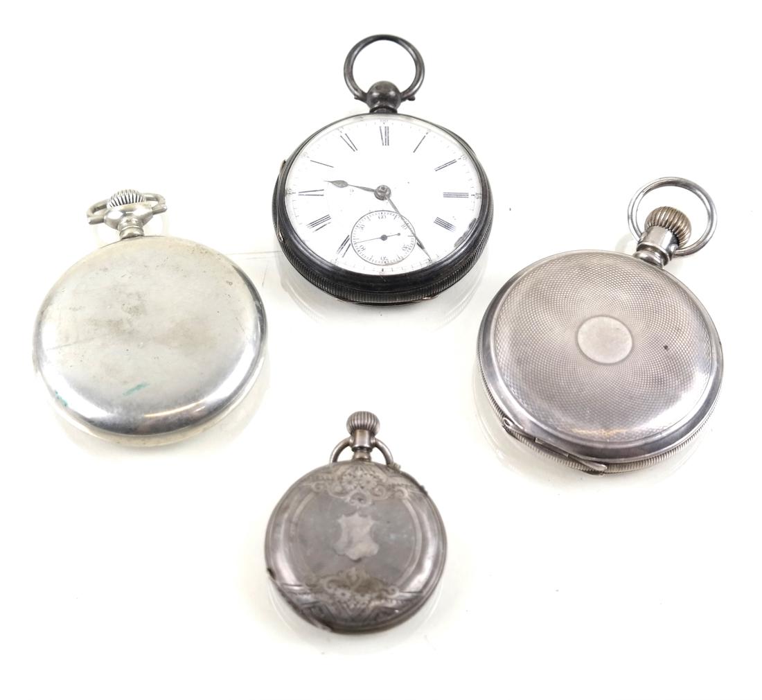 3 Silver Pocket Watches & Another (1 of 8)