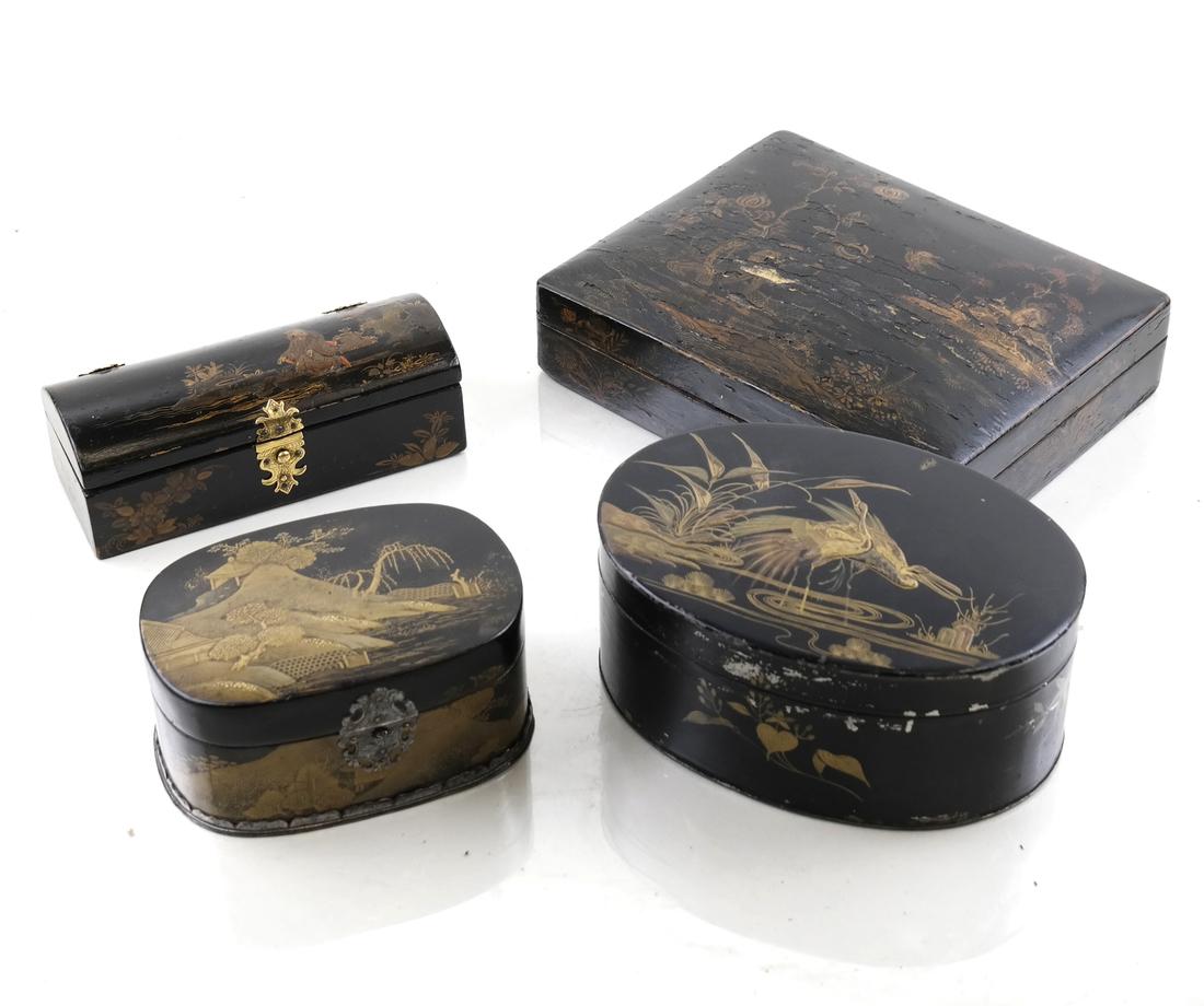 Four Chinoiserie Decorated Boxes (1 of 7)