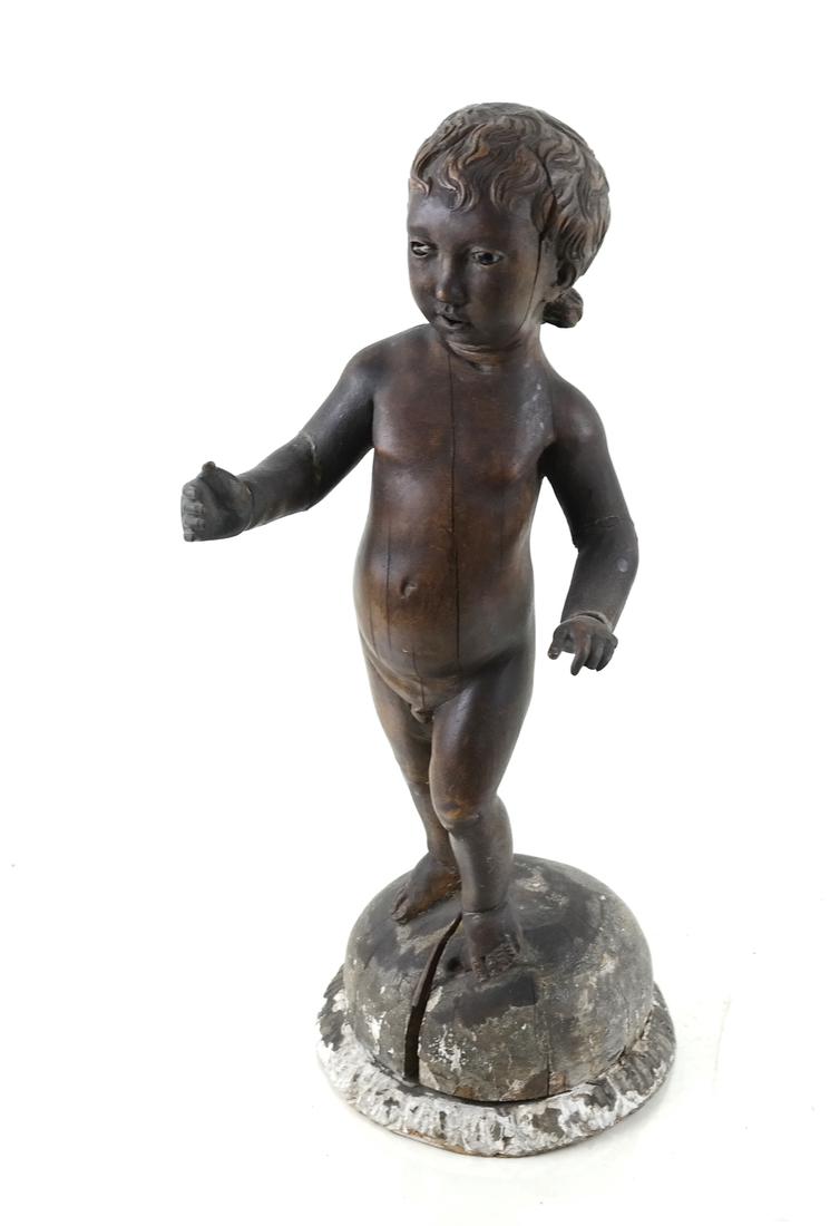 18th/19th Century Carved Boy (1 of 6)