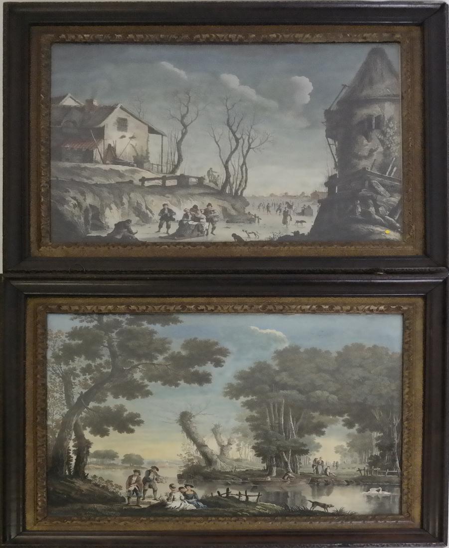 Pair of Hand-Colored French Etchings (1 of 8)