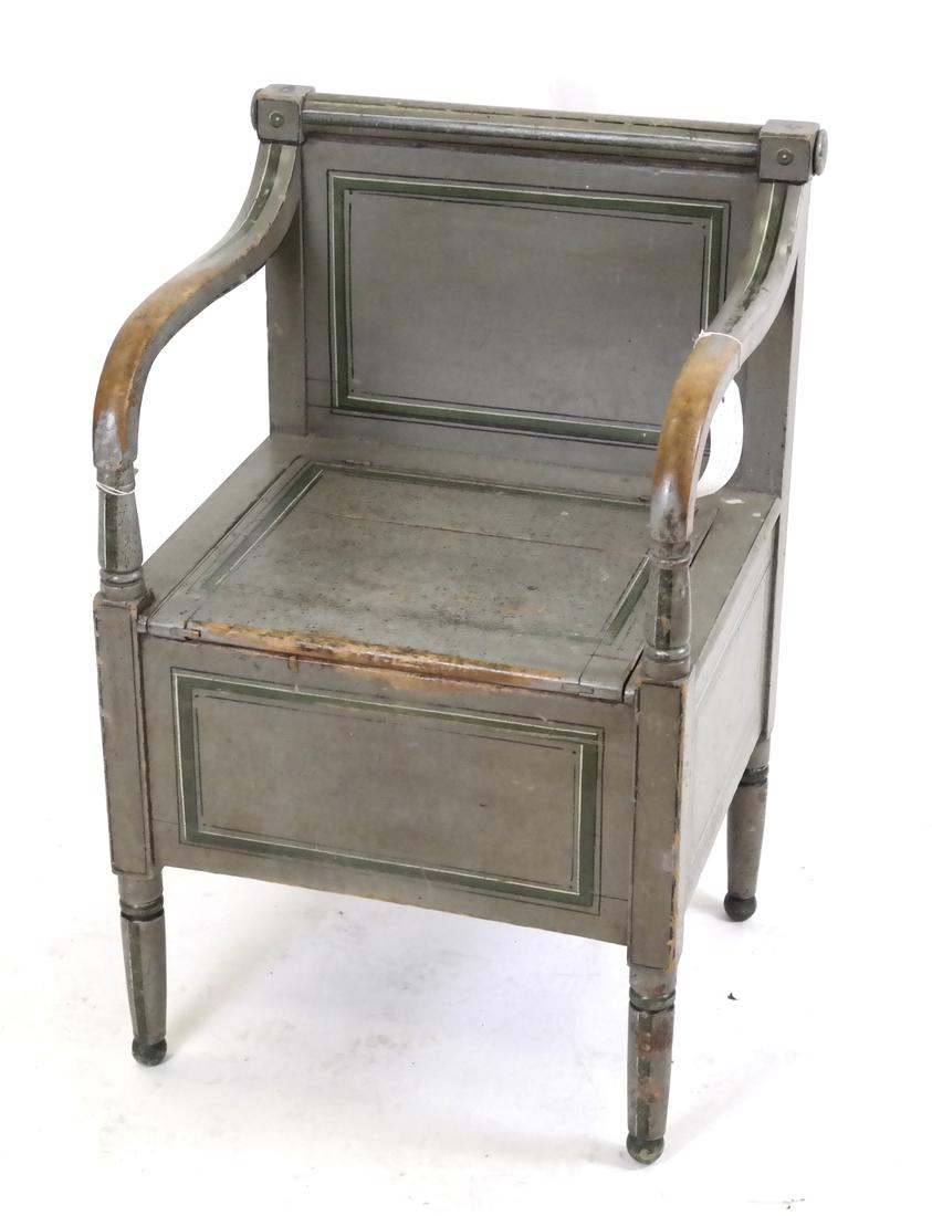 Decorated 19th Century Planter's (Commode) Chair (1 of 8)