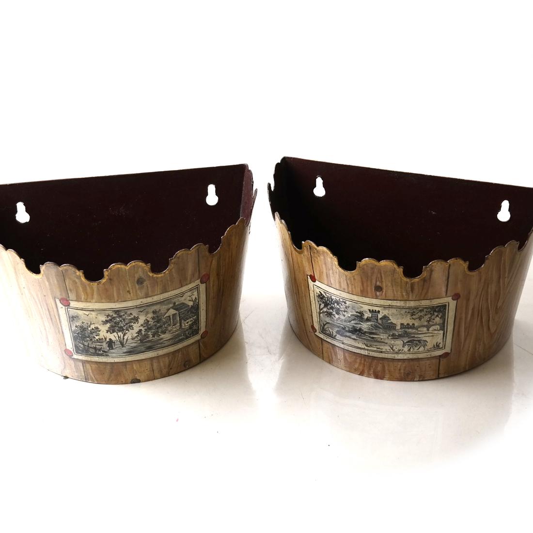 Pair of Tole Decorated Wall Pockets (1 of 4)