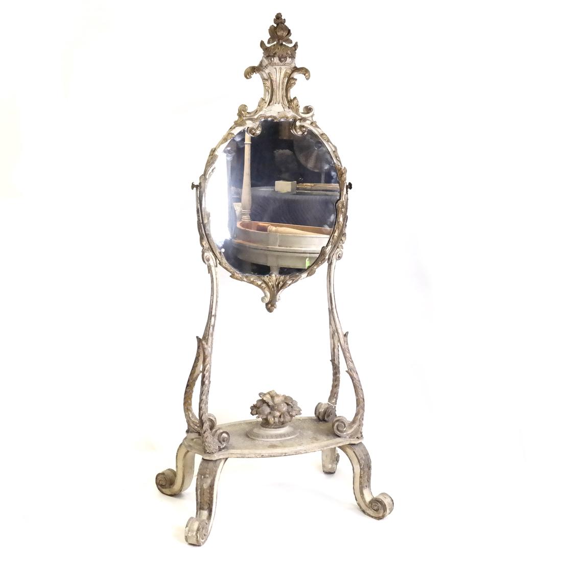 18th Century French Painted Cheval Mirror (1 of 8)