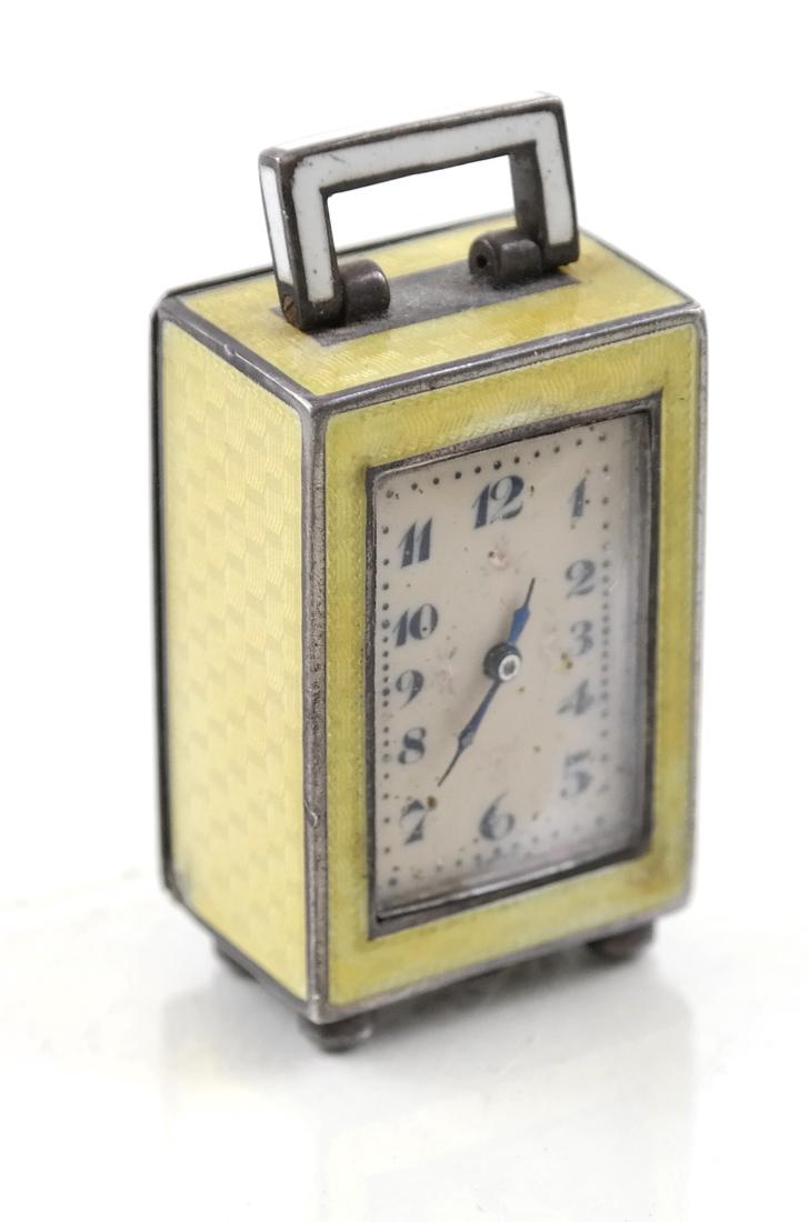 Juvenia Enamel & Silver Miniature Travel Clock (1 of 7)