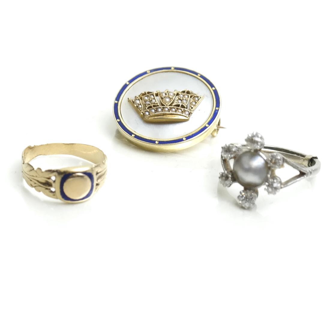 Two Rings and One Pin, Gold - Diamond (1 of 5)