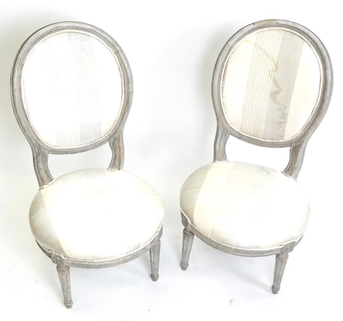 Pair of 19th Century French Painted Slipper Chairs (1 of 6)