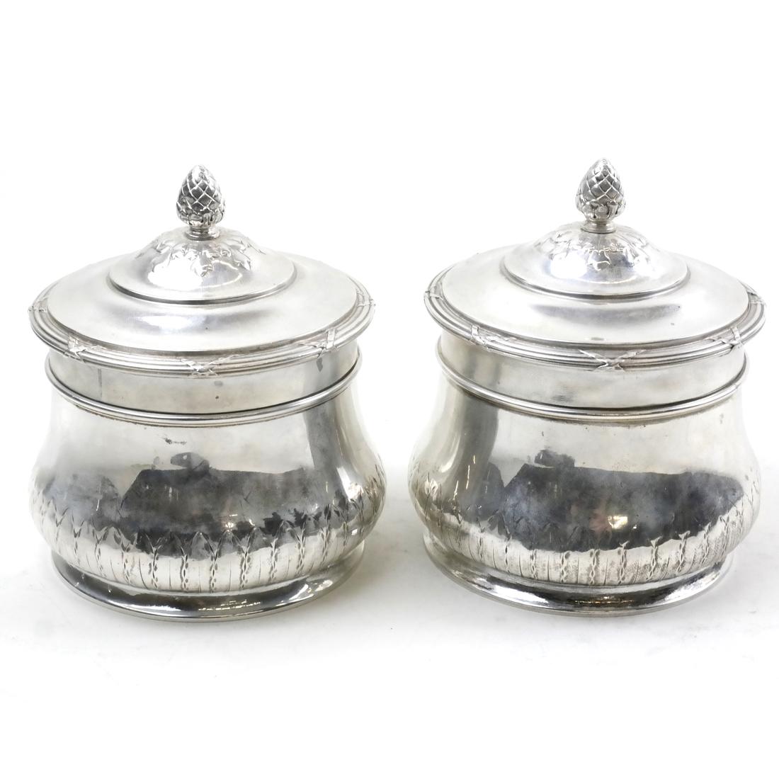 Pair French First Standard Silver Covered Caddies (1 of 7)