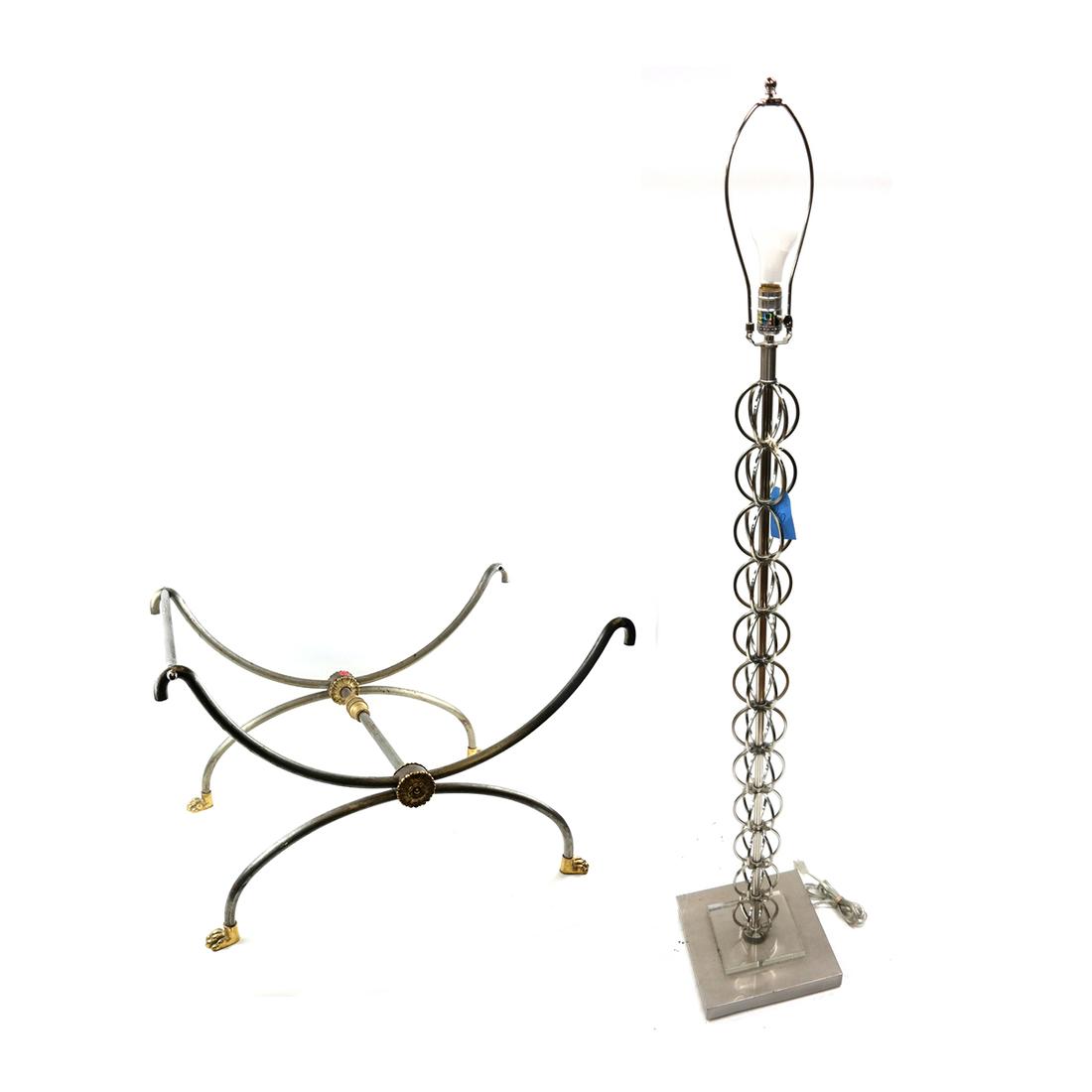 Bronze Bench and Stainless Steel Floor Lamp (1 of 9)