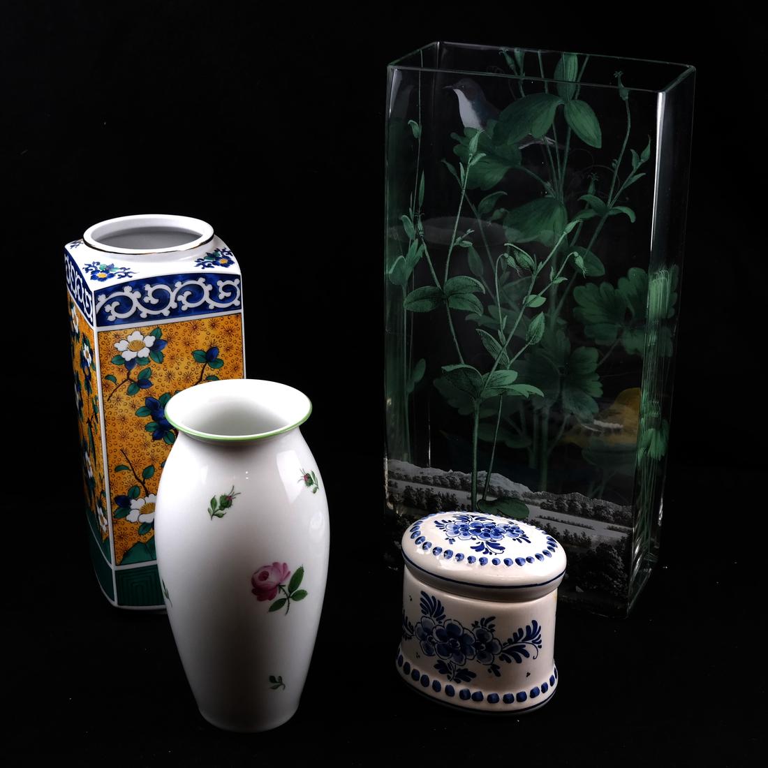 Four Decorated Porcelain and Glass Vessels (1 of 7)