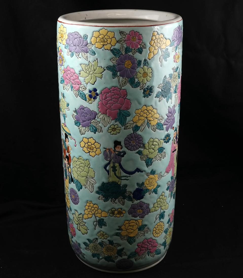 Asian Decorated Ceramic Umbrella Stand (1 of 7)