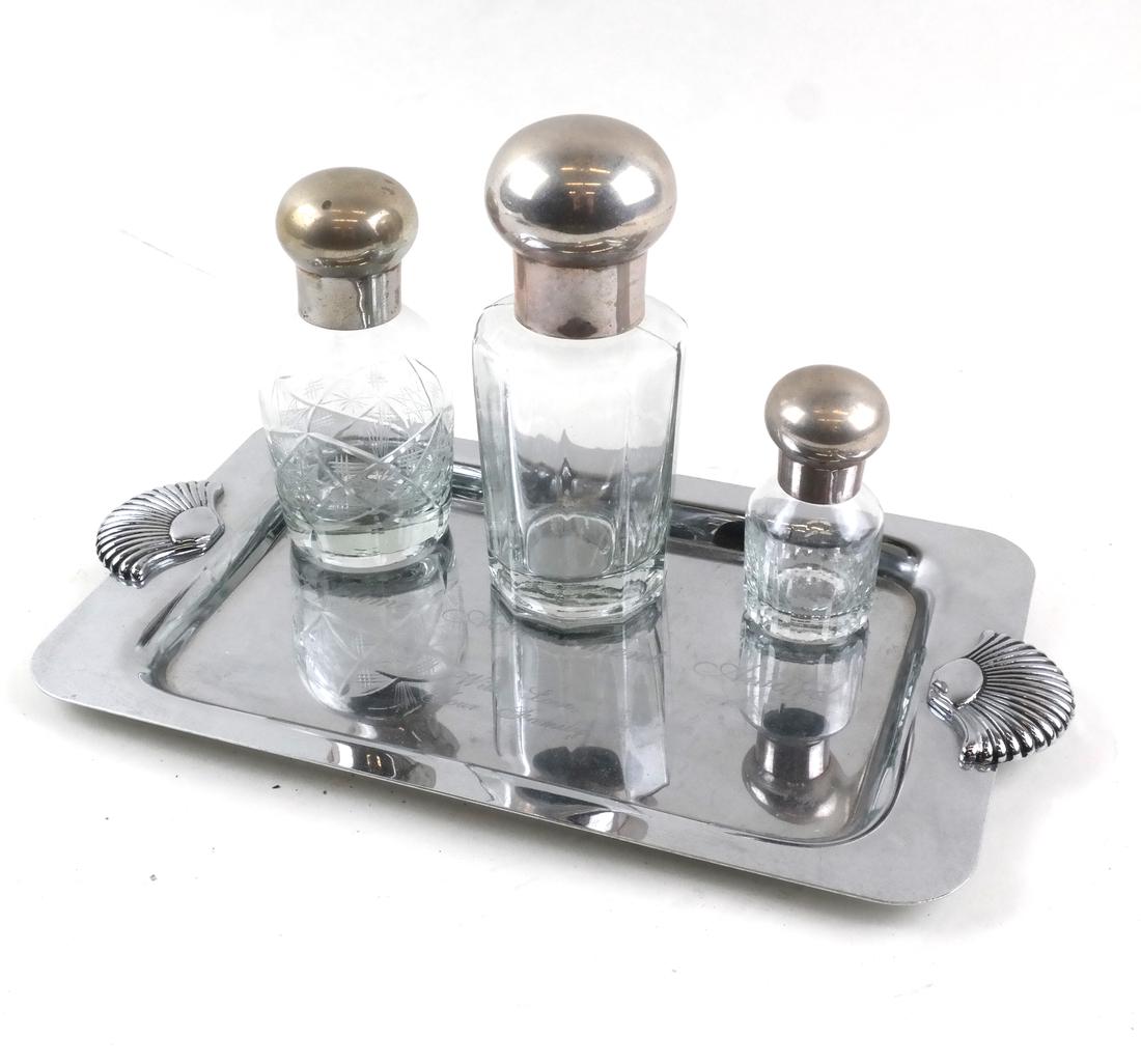 Crystal Perfume Bottles, Shell Tray (1 of 5)