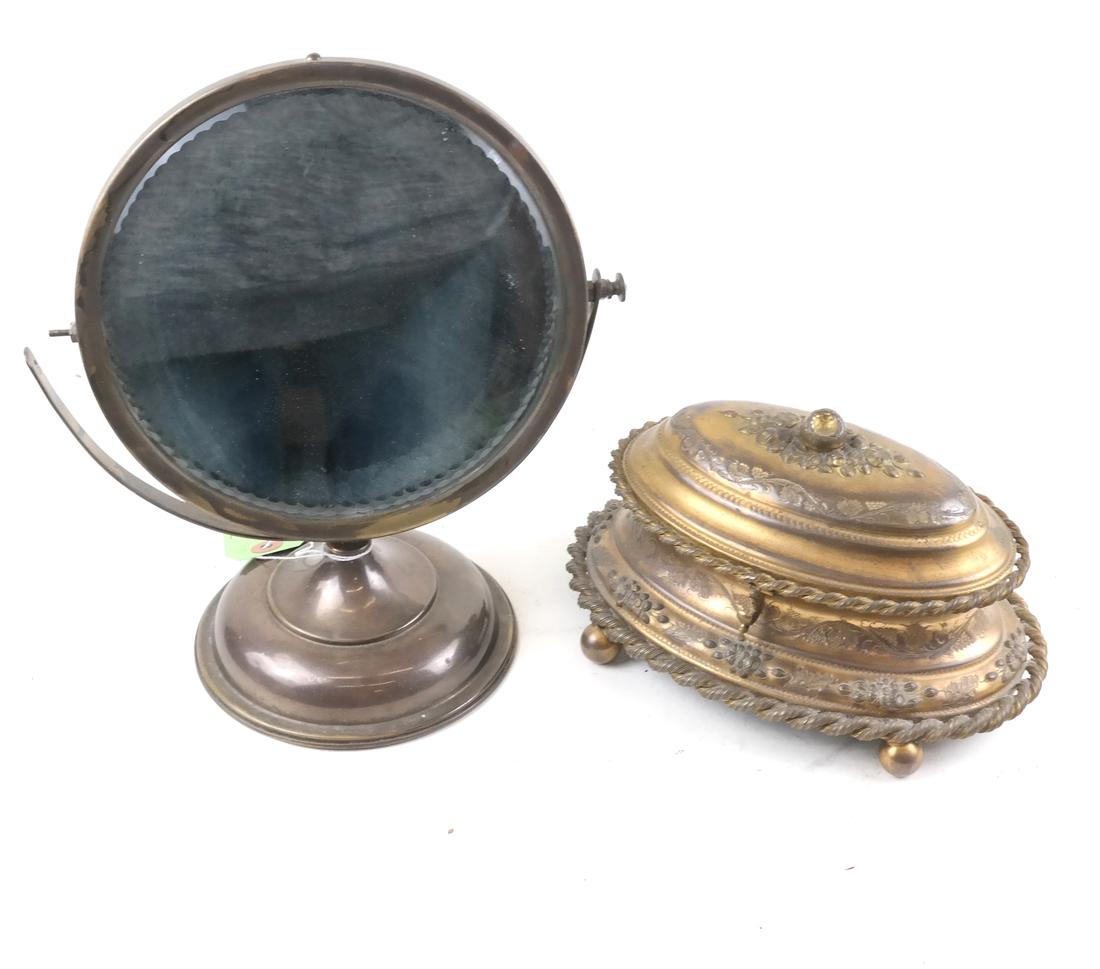 Brass Jewelry Box and Vanity Mirror (1 of 8)