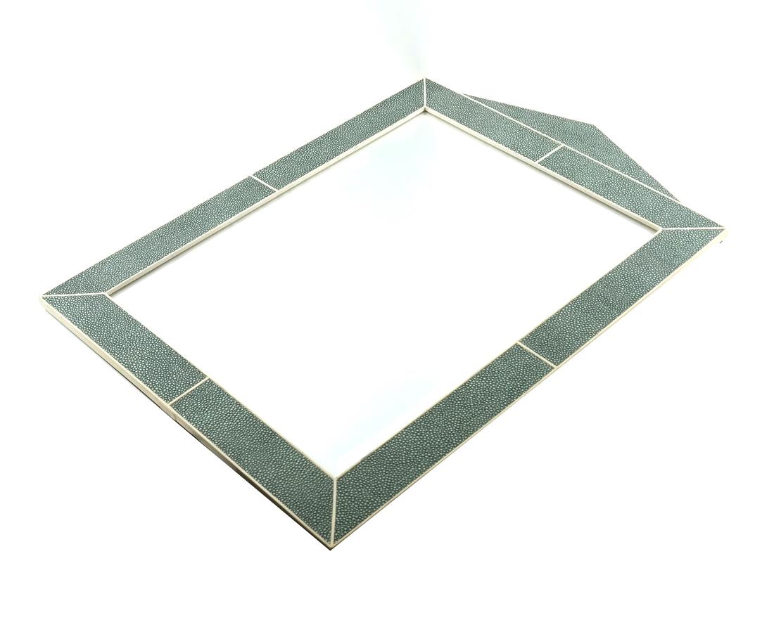 Shagreen Decorated Mirror: Shagreen decorated mirror. Dimensions: 20.75" H x 15" W; 