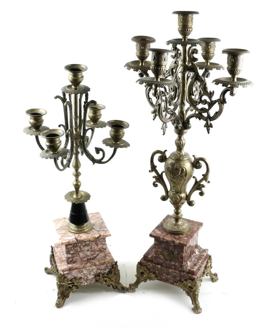 Two Marble and Brass 5-Light Candelabra (1 of 5)