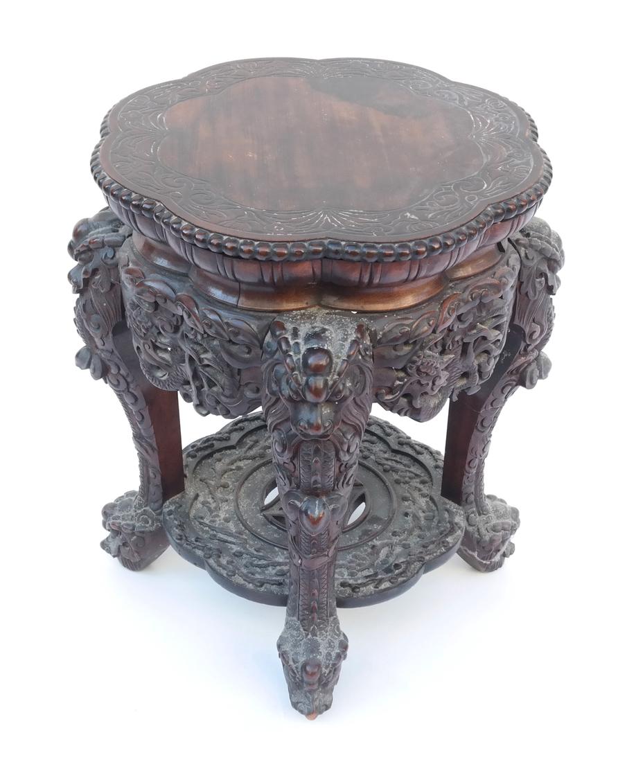 Ornate Chinese Tabouret: Ornate Chinese tabouret. Dimensions: 20.5" W x 21.5" H; 