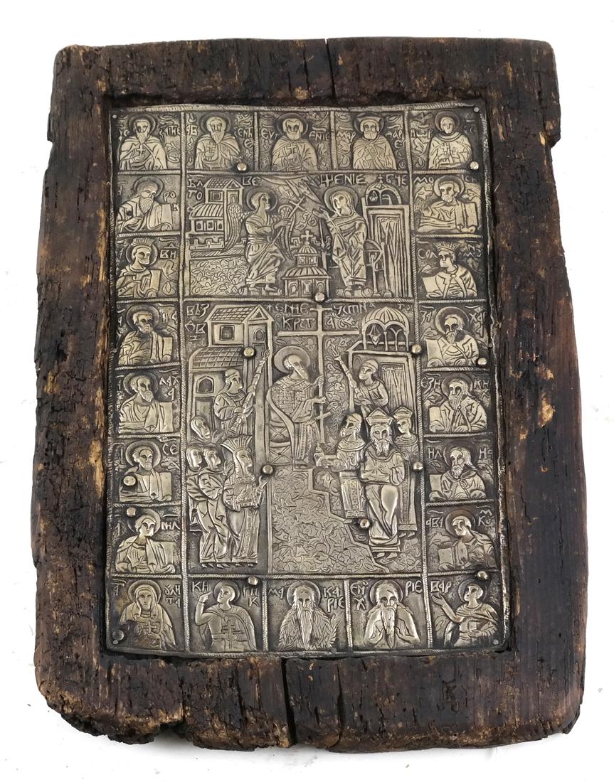 Antique Silvered Copper Icon (1 of 4)