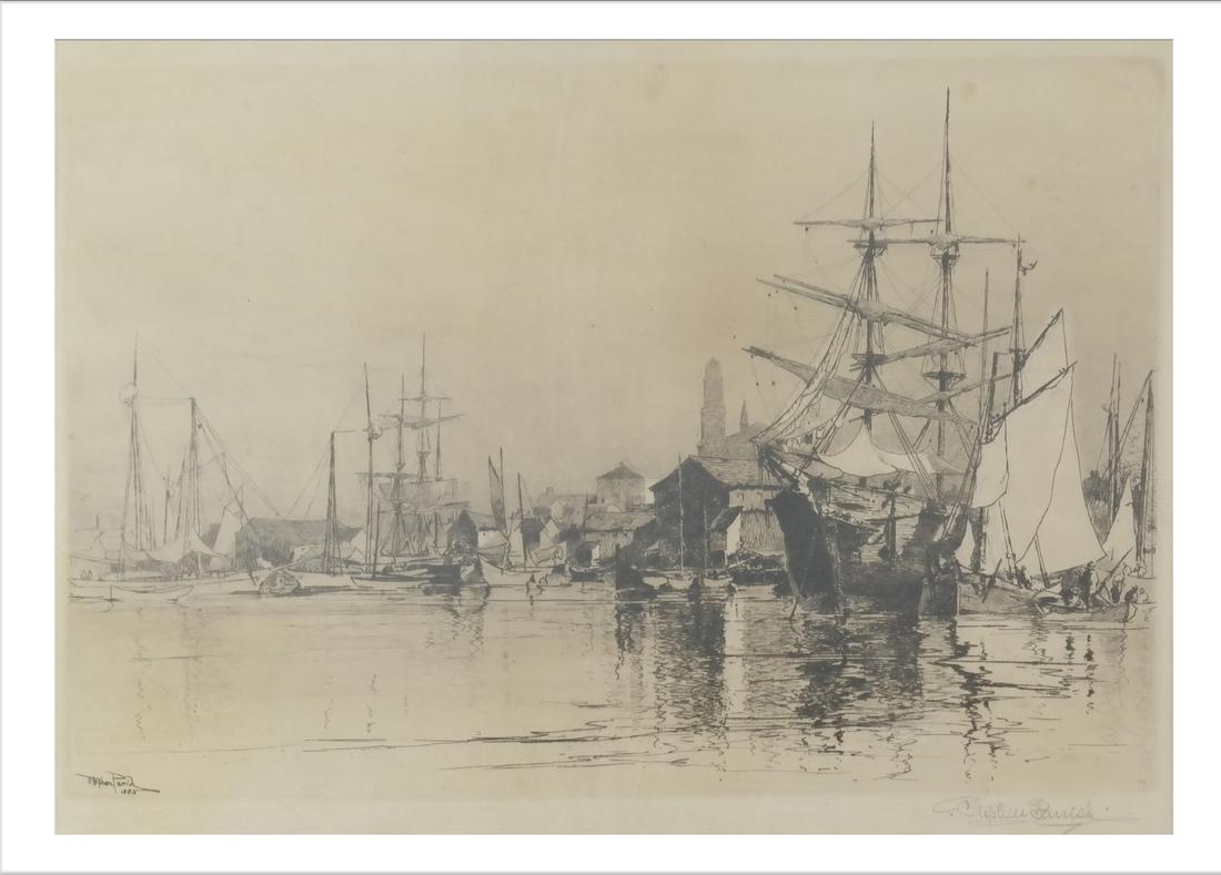 Stephen Parrish, Harbor Scene - Etching (1 of 7)