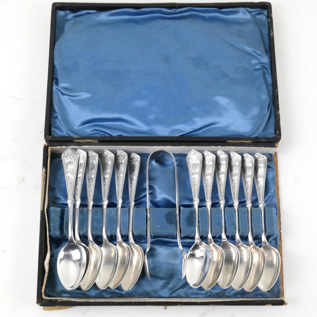 12 Sterling Silver Spoons, Tongs (1 of 7)