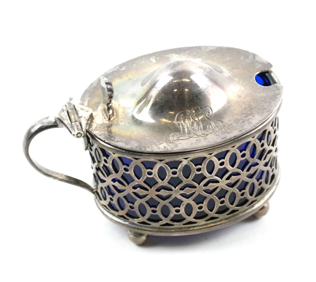 Sterling Silver & Cobalt Lined Sugar Bowl (1 of 4)