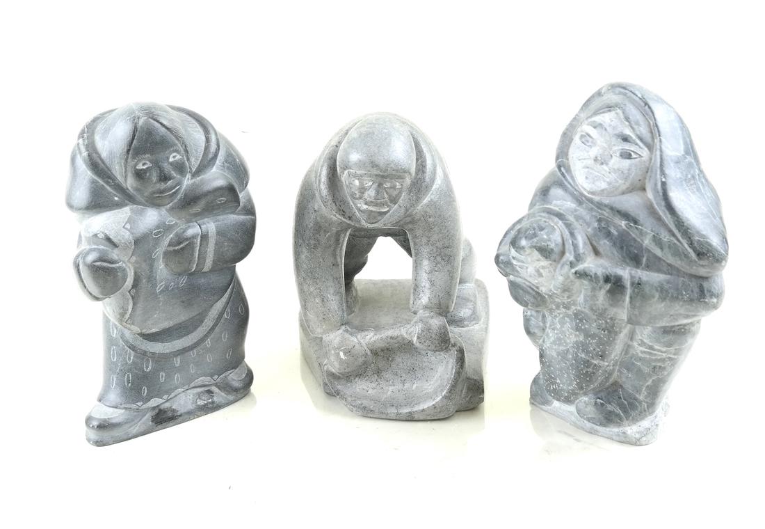 Three Inuit Sculptures: Two Woman, Man (1 of 7)