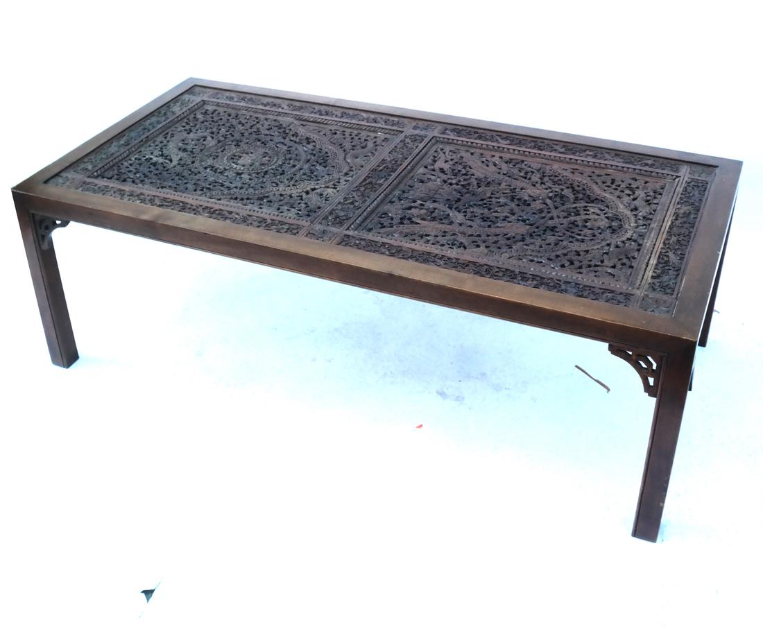 Burmese Panel Inset Cocktail Table (1 of 5)