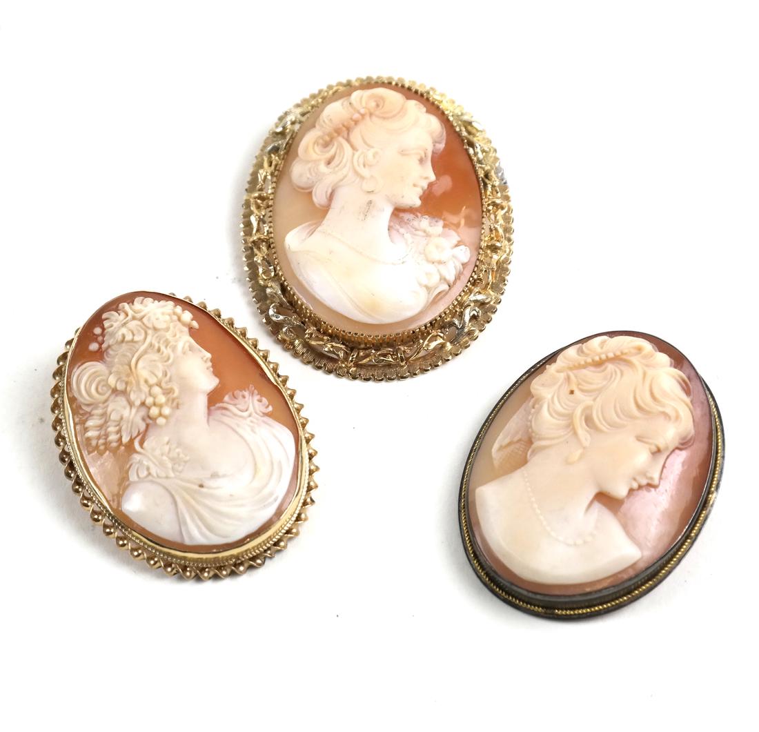 Three Cameo Brooches Including Gold And Silver (1 of 3)