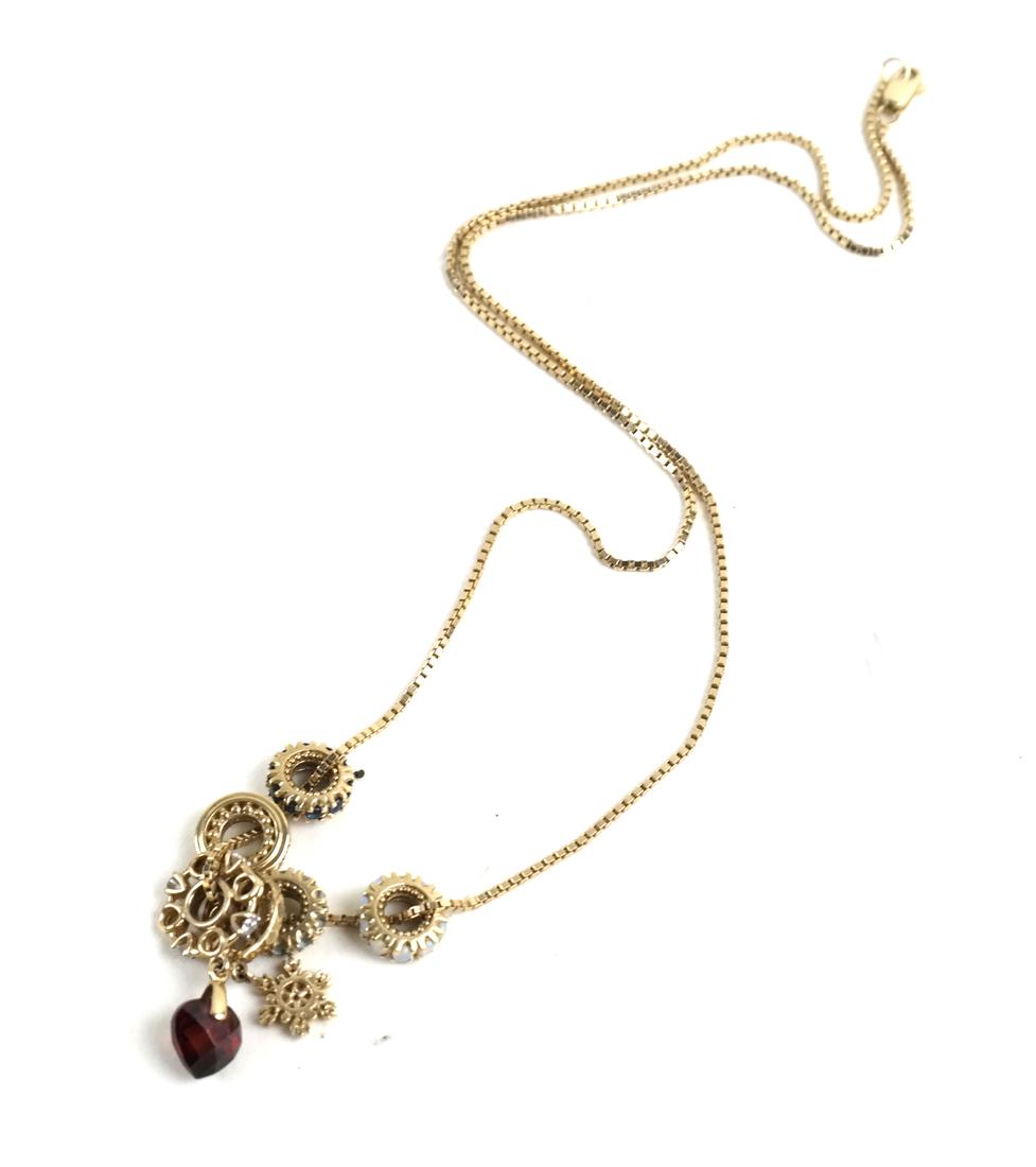 14k Yellow Gold Necklace with Sapphires and Diamonds (1 of 4)