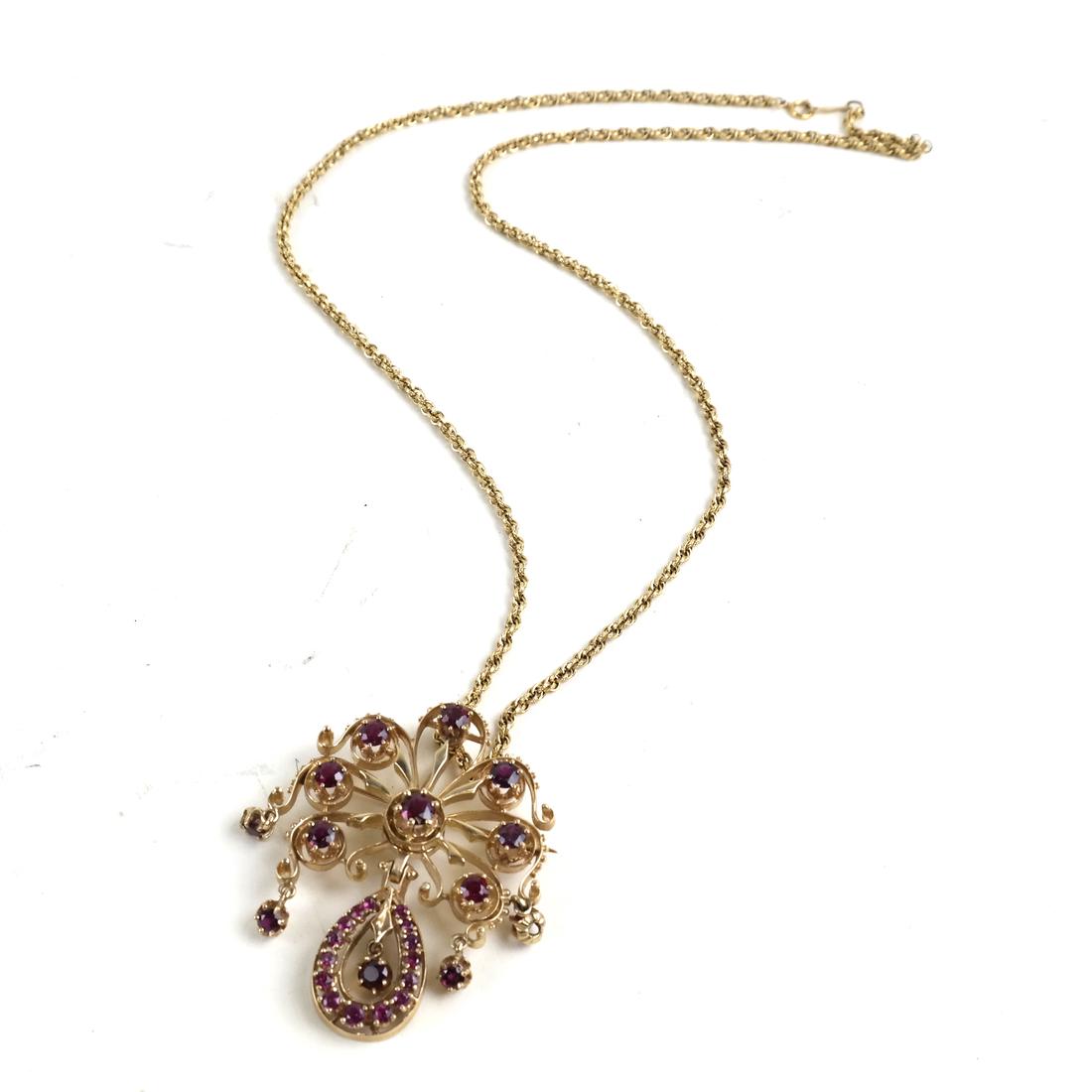 14K Yellow Gold Multi-Spray Pendant and Chain 21.5 DWT (1 of 4)