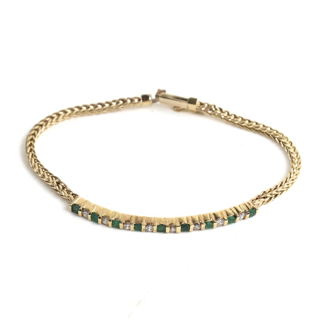 14K Yellow Gold Diamond,Emerald Bracelet 4.2 DWT Incl. (1 of 4)