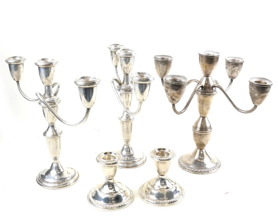 Group of Matched Weighted Silver Candlesticks (1 of 7)