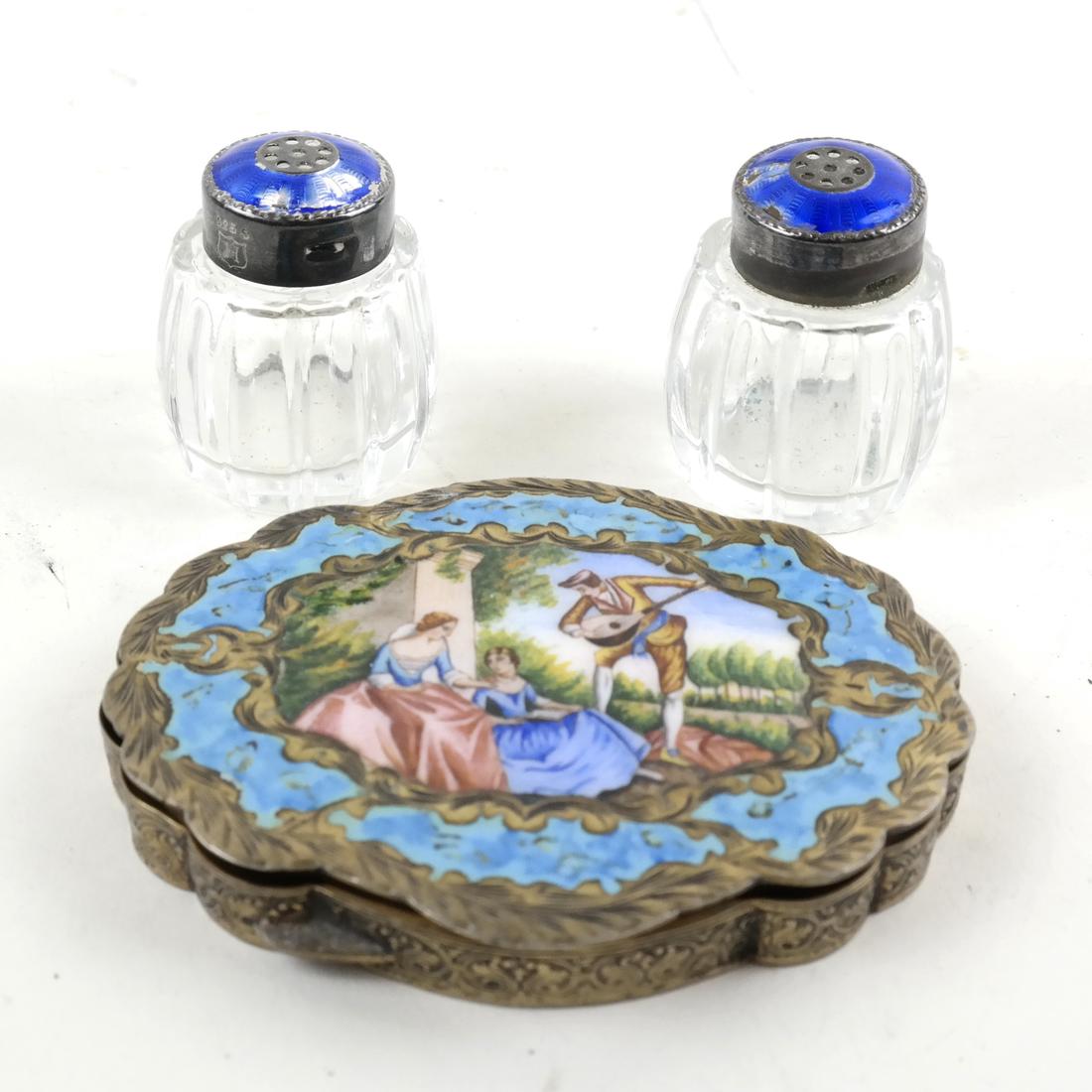 .800 Silver and Enamel Compact and Casters (1 of 6)
