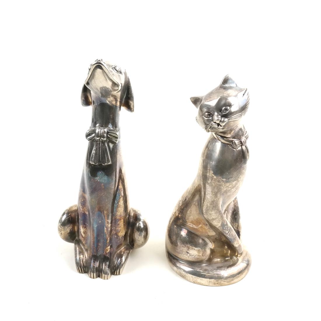 Italian Silver Sculptures, Dog and Cat (1 of 7)