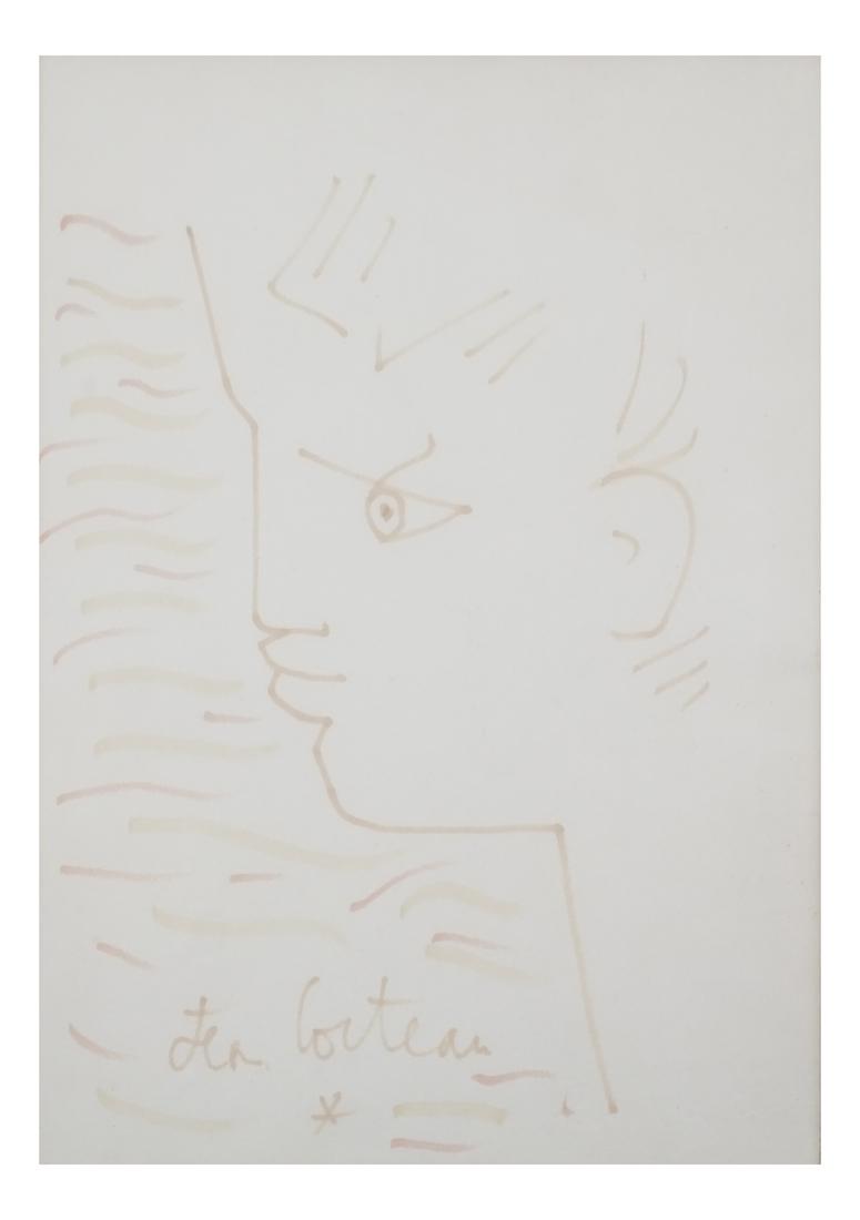 Jean Cocteau Portrait Watercolor: Jean Cocteau portrait watercolor. Dimensions: Art: 14" H x 10" W; Frame: 21.5" H x 17.5" W; 