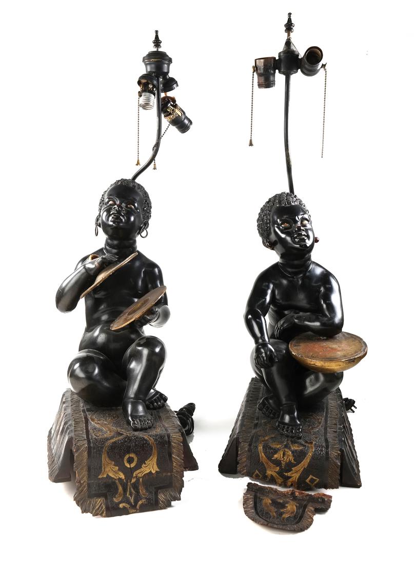 Pair of Italian Nubian Children Table Lamps (1 of 3)