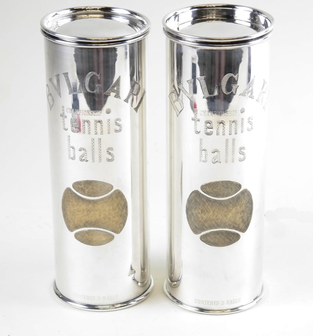 BVLGARI ITALY Sterling Silver Tennis Canisters (1 of 8)